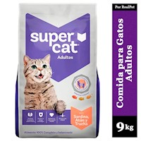 Comida para Gatos Adultos Supercat Sardina Atún Trucha 9 kg